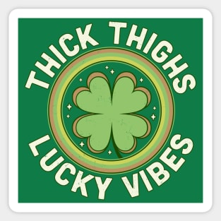 Thick Thighs Lucky Vibes - Green Clover Saint Patrick's Day Sticker